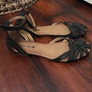 American Eagle black ankle strap sandals